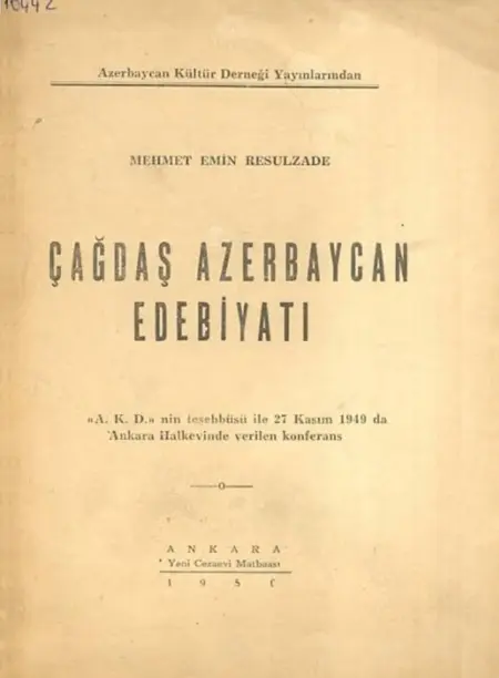 “Çağdaş Azərbaycan ədəbiyyatı.” Ankara, 1950-ci il.